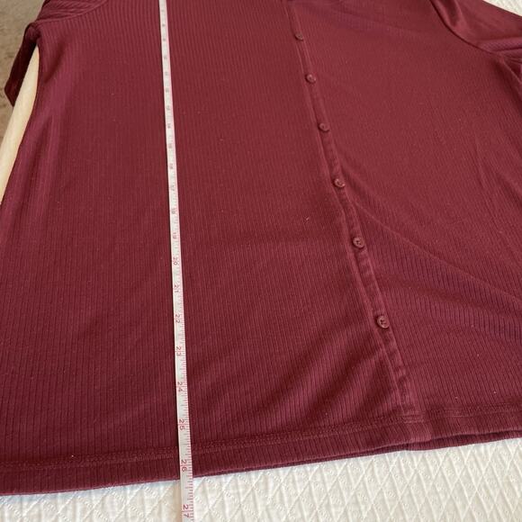 Lane Bryant Button Down Ribbed Tshirt Women's Size 2X 16-18 Maroon Red Stretchy - Picture 7 of 8